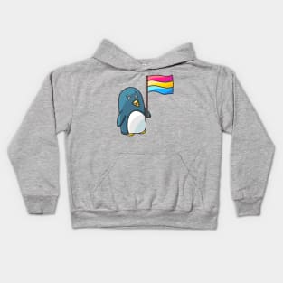 Pan Pride Flag Penguin Kids Hoodie